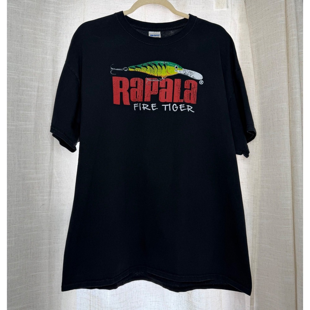 Vintage Rapala Fire Tiger T Shirt Short Sleeve Fishing Lure Graphic Mens Size XL